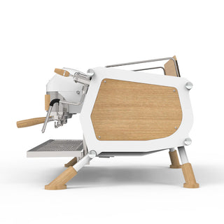 SANREMO Cafe Racer White & Wood | Commercial Espresso Machine
